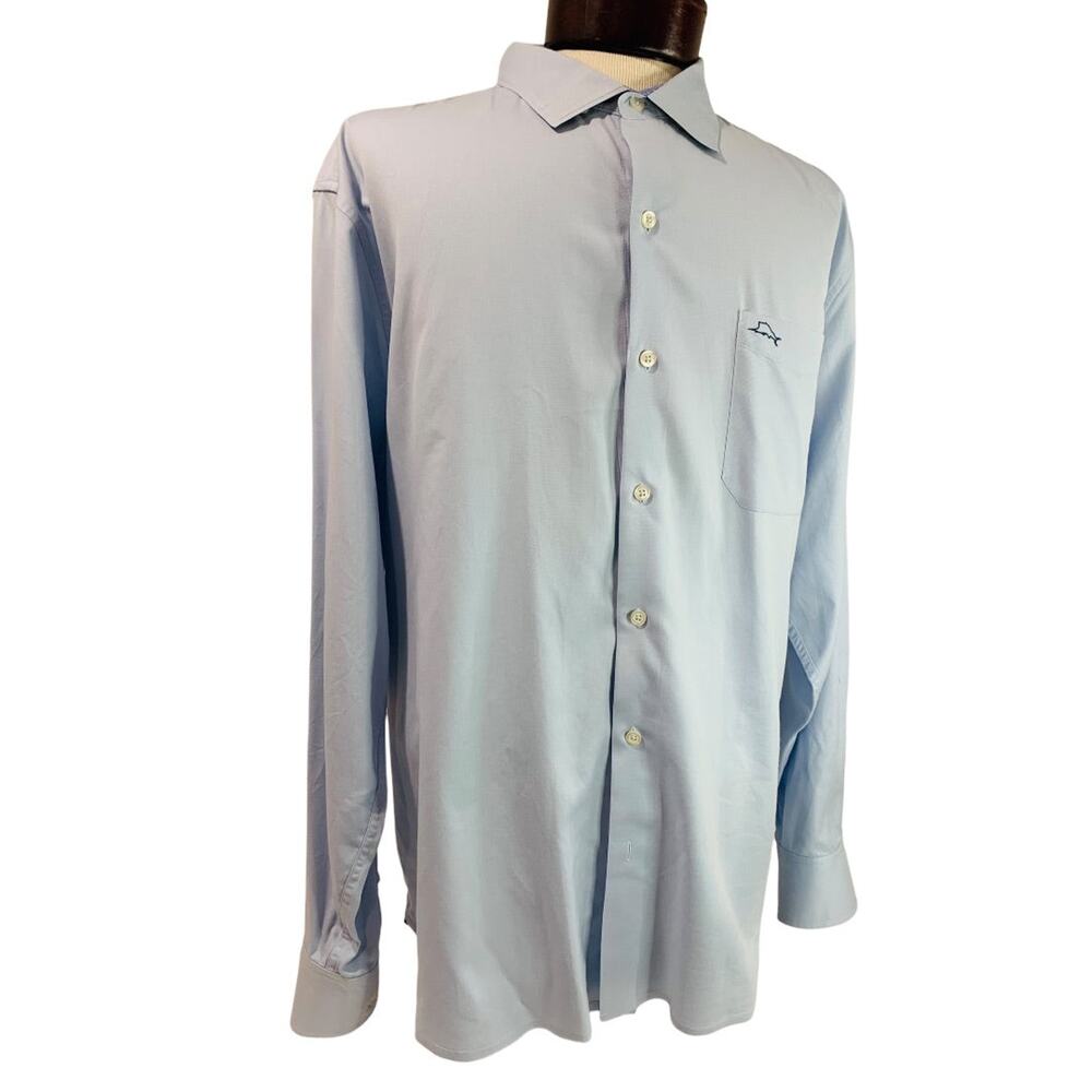 XL Tommy Bahama‎ Mens Button Up Silk Blend Dress Shirt Light Blue